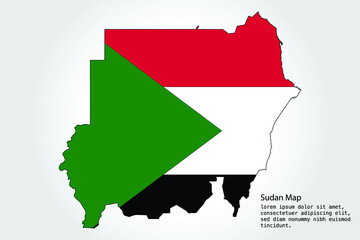 Fototapeta premium Sudan Map stripes. Vector illustration Color on White Backgound