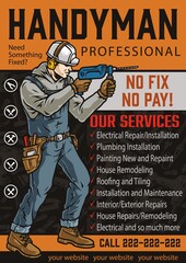 Handyman colorful vintage banner with inscriptions