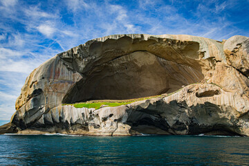 Skull Rock stone island seascape in Cruising tour view in the Bass Strait at Wilson Promontory...