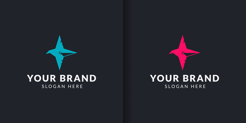 Obraz premium bird logo, bird with compass direction