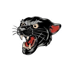 Head Panther roar illustration design