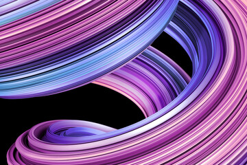 Modern abstract background with neon liquid gradient twisted shape 3d illustration