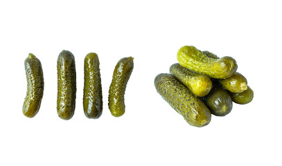 Fresh pickled cucumbers isolated on white background.