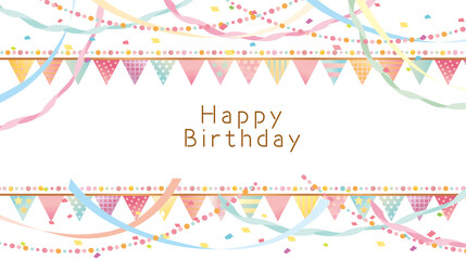 旗　ガーランド　パーティのイラスト © ヨーグル