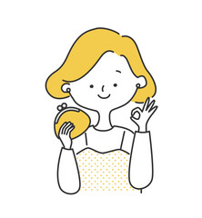 財布を持ってOKサインを出す女性