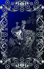 Graphic abstract design with occult tarot card. Suitable for invitation, flyer, sticker, poster, banner, card, label, cover, web. Vector illustration.