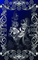 Graphic abstract design with occult tarot card. Suitable for invitation, flyer, sticker, poster, banner, card, label, cover, web. Vector illustration.