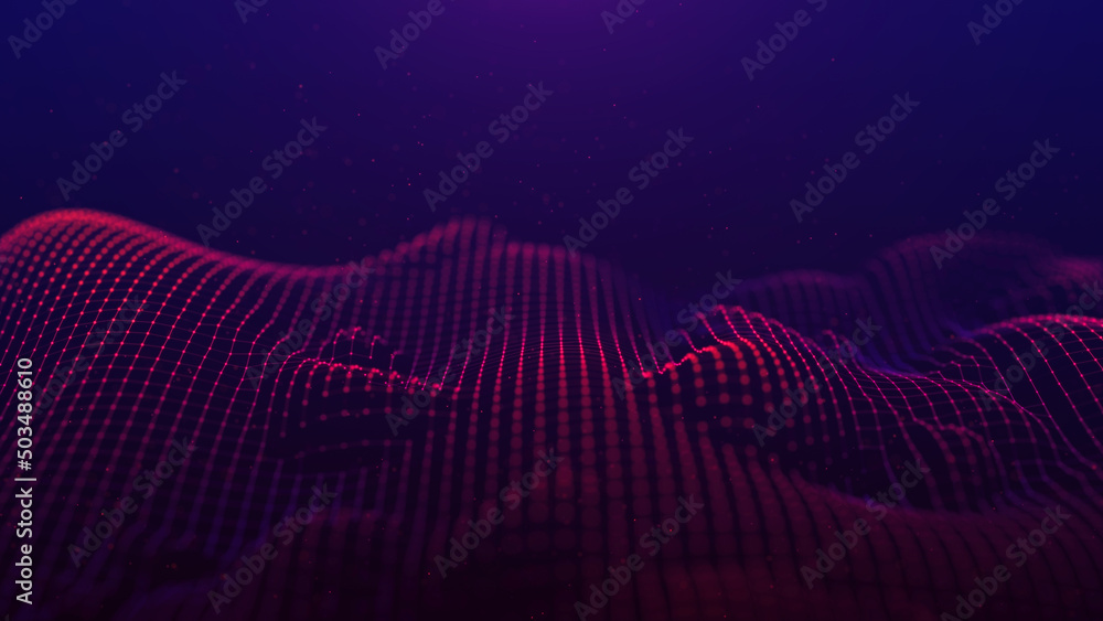Poster futuristic glowing wave. the concept of big data. network connection. cybernetics. abstract dark bac