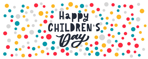 Happy Children's day. Holiday phrase. Hand drawn vector lettering.