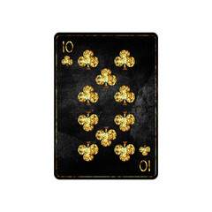 Fototapeta na wymiar Ten of Clubs, grunge card isolated on white background. Playing cards. Design element.