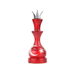 Chess Queen in the colors of the Turkey Flag. Isolated on white background. Sport. Politics.