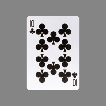 Ten of Clubs. Isolated on a gray background. Gamble. Playing cards.