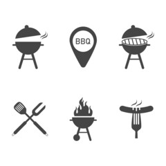 Barbecue, bbq, grilling vector icon set