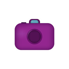 Realistic purple 3D camera isolated on a white background. Vector illustration.
