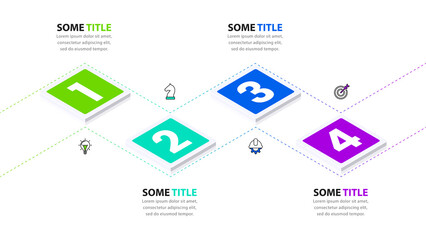 Infographic template with icons and 4 options or steps. Isometric