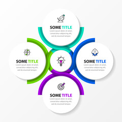 Infographic template with icons and 4 options or steps. Circle