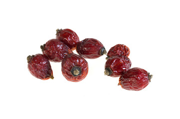 dried rosehips on a white isolated background