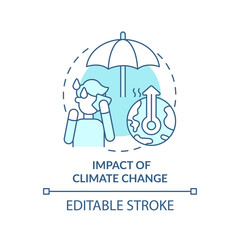 Impact of climate change turquoise concept icon. Mental state. Trend in psychology abstract idea thin line illustration. Isolated outline drawing. Editable stroke. Arial, Myriad Pro-Bold fonts used