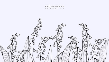 Luxury botanical background with trendy wildflowers and minimalist flowers for wall decoration or wedding. Hand drawn line herb, elegant leaves for invitation save the date card. Botanical rustic  © merfin