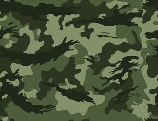 Fototapeta premium Green camouflage pattern, vector texture, army wallpaper for print on clothes, paper, fabric.