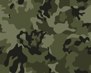 Fototapeta premium Urban camouflage seamless pattern, woodland khaki design, modern military background. Disguise