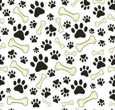 paw bone pattern seamless vector dog background