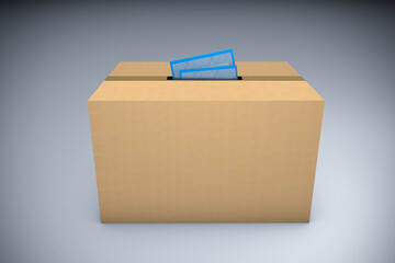 cardboard box as an urn for inserting ballot papers for voters for election day