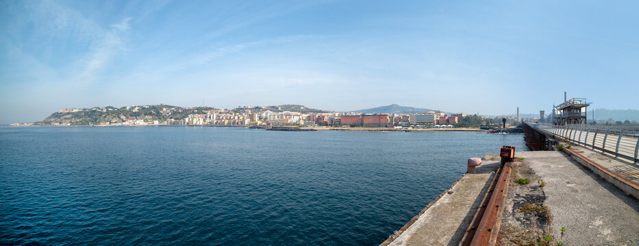 view of Italsider di Bagnoli, a steel factory abandoned in 1992