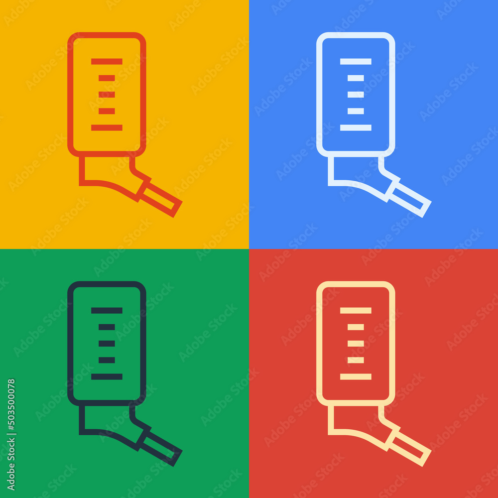 Poster pop art line automatic drinker for small pets icon isolated on color background. vector