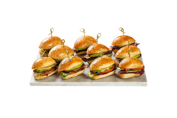mini vegetarian burgers isolates on white