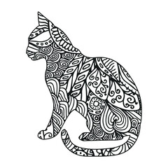 Mandala Cat Coloring Page For Kids