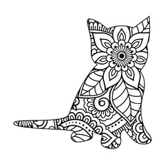 Mandala Cat Coloring Page For Kids