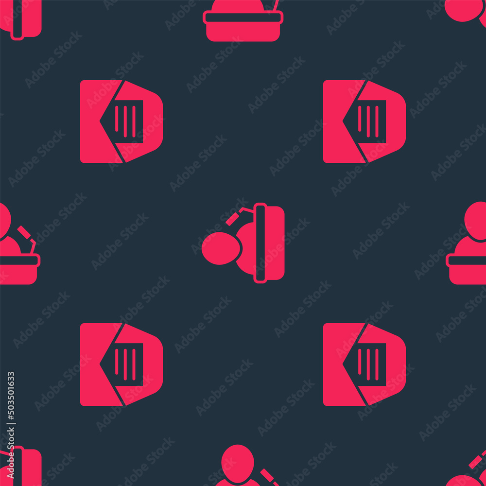 Aufkleber set mail and e-mail and speaker on seamless pattern. vector