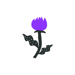 Minimalist abstract scandinavian floral shape, hand drawn flower on white background