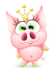 Pig cartoon princess character