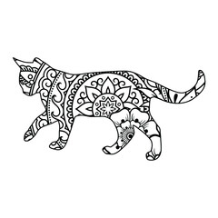 Mandala Cat Coloring Page For Kids