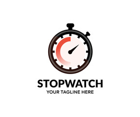 Stopwatch, Timer , Outline stopwatch, alarm logo design. Classic mechanical analog, countdown timer symbol, sport clock with red colored time meaning. Label cooking symbols. Stopwatch vector design an