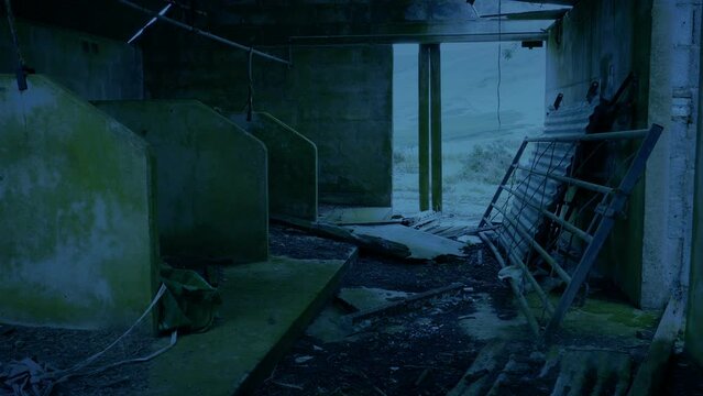 Inside Old Derelict Barn In The Countryside