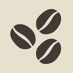 Coffee beans icon on brown background