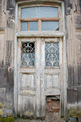 old wooden door in village