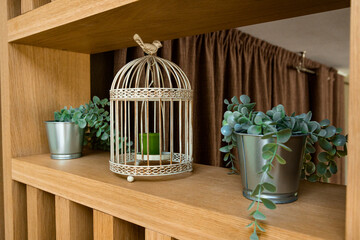small iron pots with green flowers