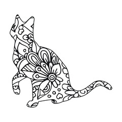 Mandala Cat Coloring Page For Kids