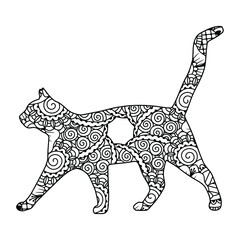 Mandala Cat Coloring Page For Kids