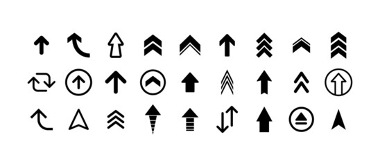 Naklejka premium Arrows vector collection. Set of arrow pictogram variations. Simple icons.