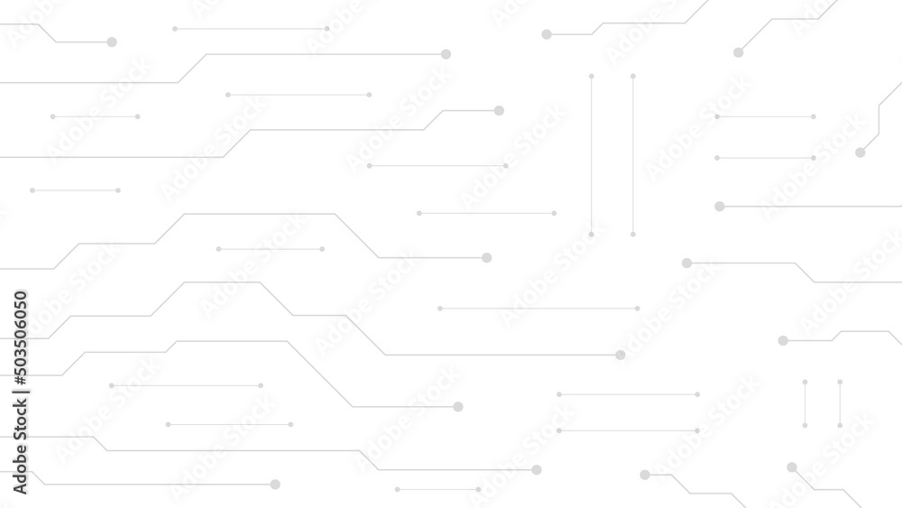 Wall mural Hi-tech digital circuit board. AI pad and electrical lines connected on white background. futuristic technology design element concept