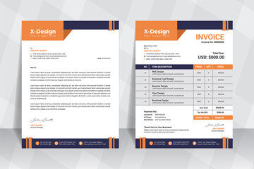 Corporate business letterhead and invoice template, business branding identity design template