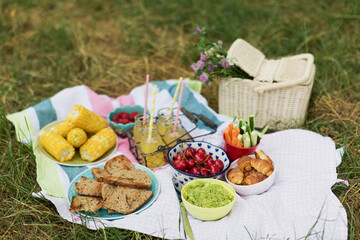 Picnic with food in the park