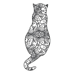 Mandala Cat Coloring Page For Kids