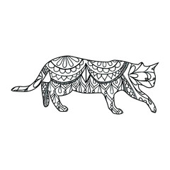 Mandala Cat Coloring Page For Kids