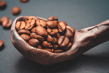 Coffee spoon and coffee beans